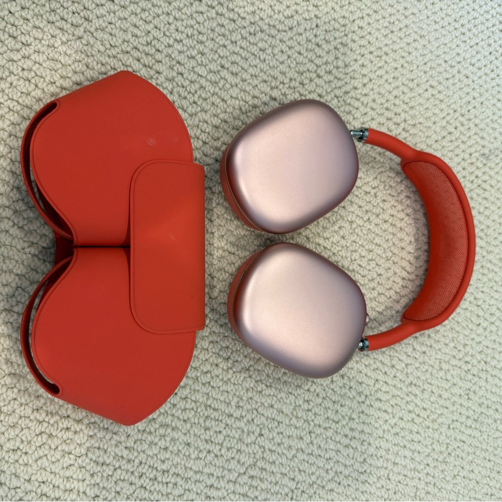 AirPod Pro Max. Barely used. Apple. Red and Pink AirPod Pro Max Headphones